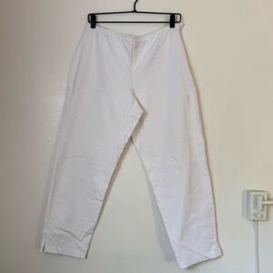 Elieen Fisher White Cropped Pants Size Medium Side Zip